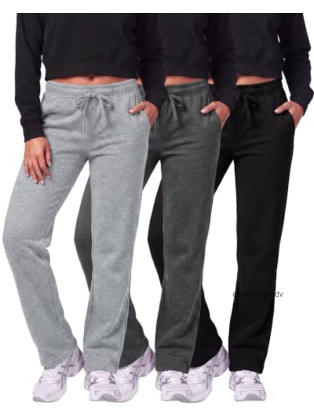 3 Pack Women's Fleece Sweatpants Open Bottom Lounge Sweats Workout Pockets